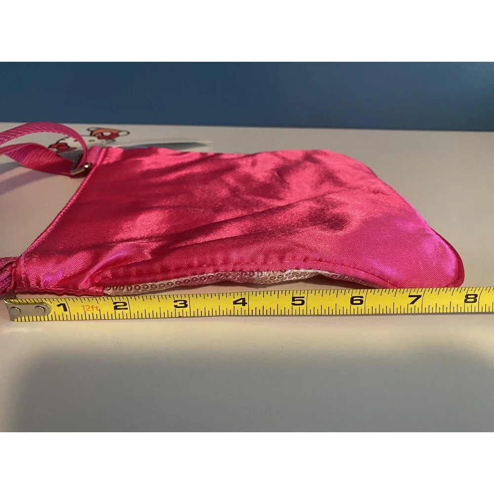 Hello Kitty Pink Stripe Sequined Girl's Crossbody Bag 2012 Adjust Strap NWT 8x8”